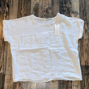 Viola Borghi white linen blouse size large